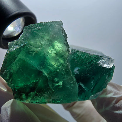 Phantom Fluorit Würfel Stufe, parkettiert, grün braun Okorusu Namibia 61*60*31mm #13055