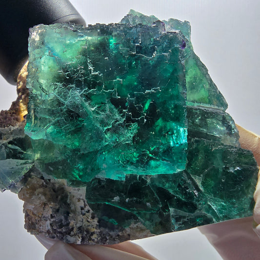 Phantom Fluorit Würfel, Quarz Stufe, parkettiert grün Okorusu Namibia 69*60*38mm #13056