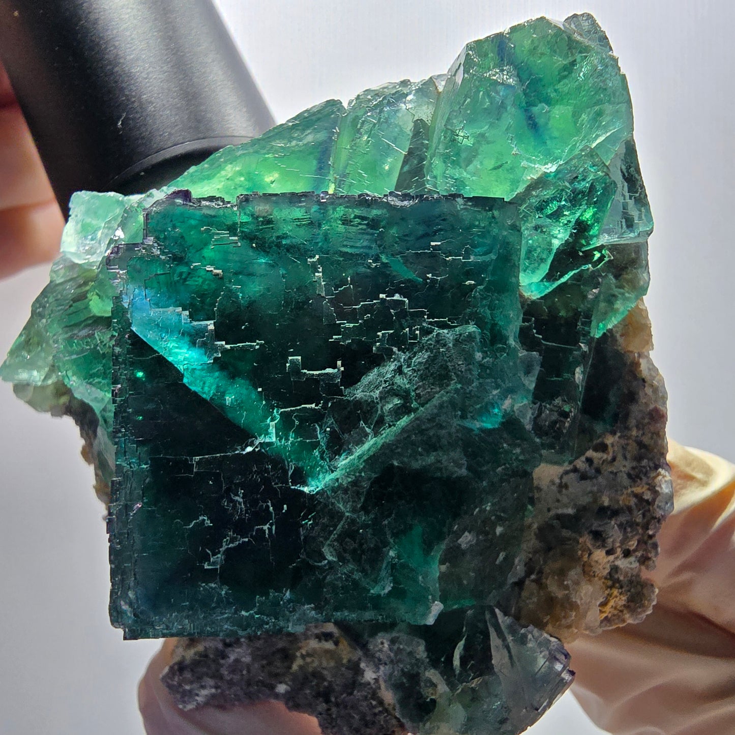 Phantom Fluorit Würfel, Quarz Stufe, parkettiert grün Okorusu Namibia 69*60*38mm #13056
