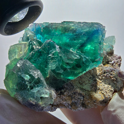 Phantom Fluorit Würfel, Quarz Stufe, parkettiert grün Okorusu Namibia 69*60*38mm #13056
