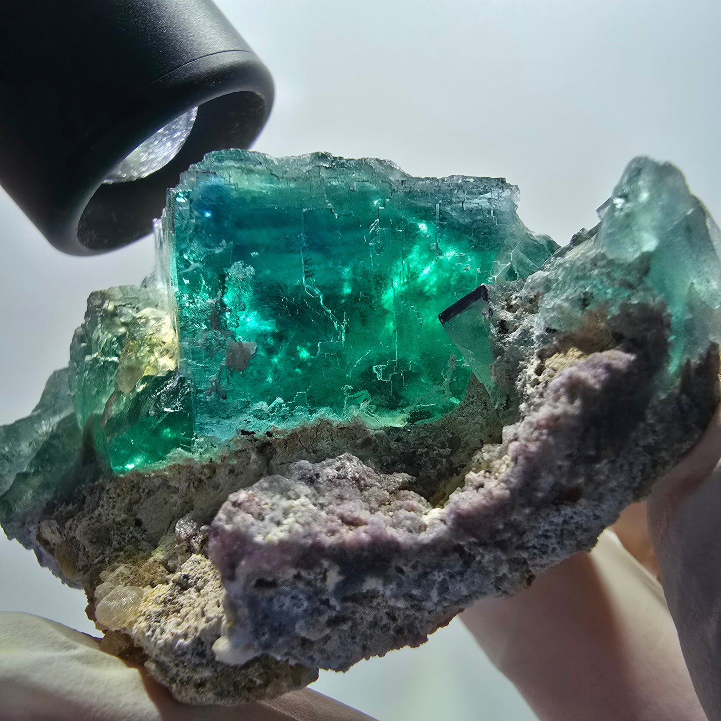Phantom Fluorit Würfel, Quarz Stufe, parkettiert grün Okorusu Namibia 69*60*38mm #13056