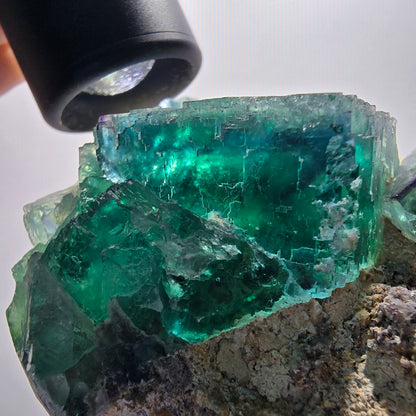 Phantom Fluorit Würfel, Quarz Stufe, parkettiert grün Okorusu Namibia 69*60*38mm #13056