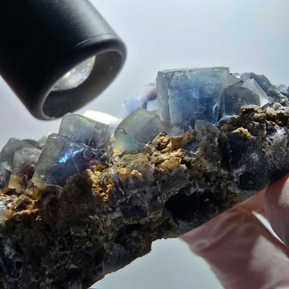 Phantom Fluorit Würfel, Quarz Stufe, grün lila Okorusu, Namibia 82*50*24mm #13057
