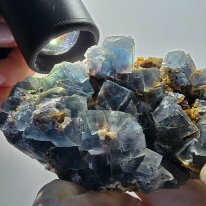 Phantom Fluorit Würfel, Quarz Stufe, grün lila Okorusu, Namibia 82*50*24mm #13057