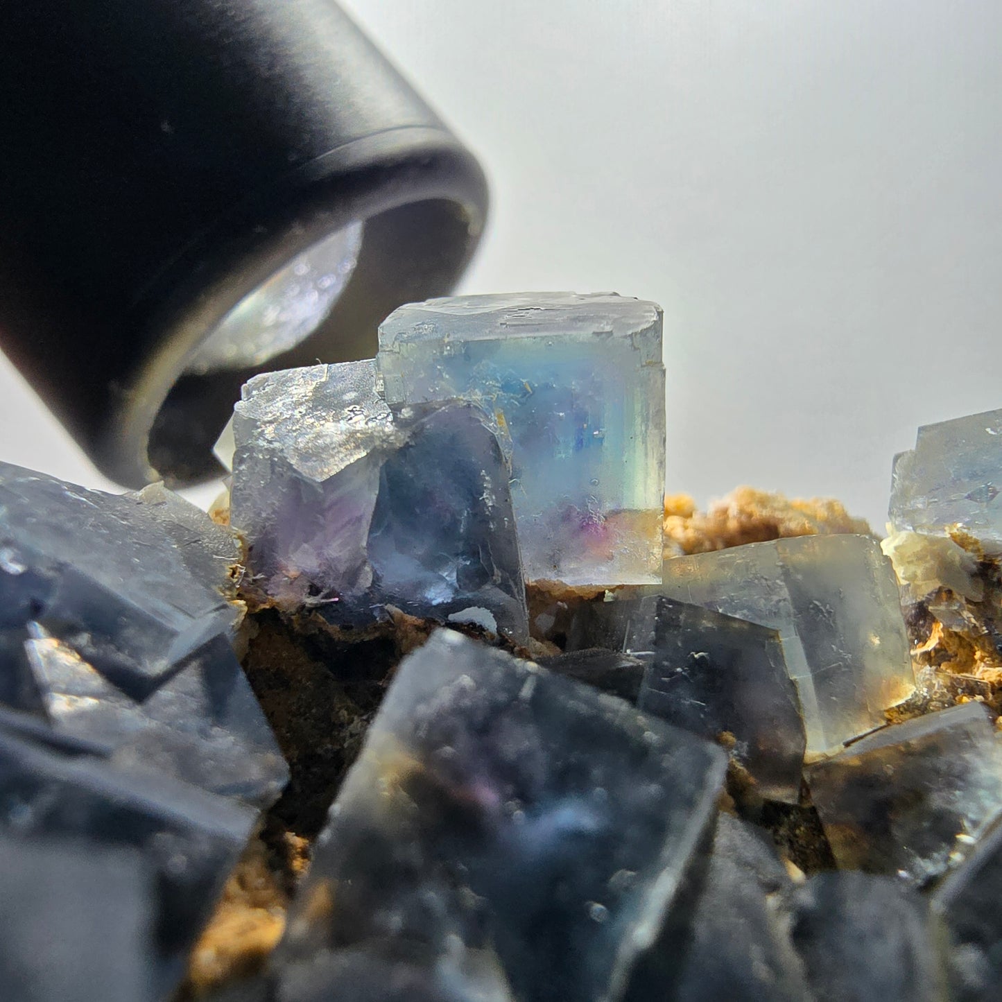 Phantom Fluorit Würfel, Quarz Stufe, grün lila Okorusu, Namibia 82*50*24mm #13057