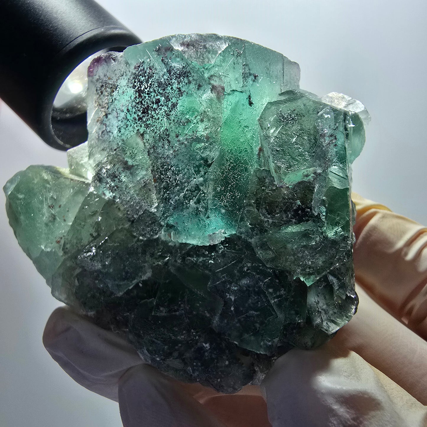 Phantom Fluorit Würfel Stufe, parkettiert grün Okorusu, Namibia 67*55*39mm #13058