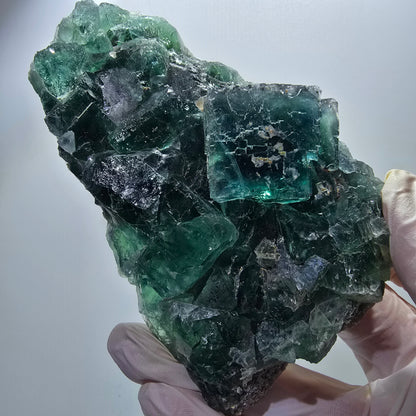 Phantom Fluorit Würfel Stufe, parkettiert grün Okorusu, Namibia 107*68*38mm #13060