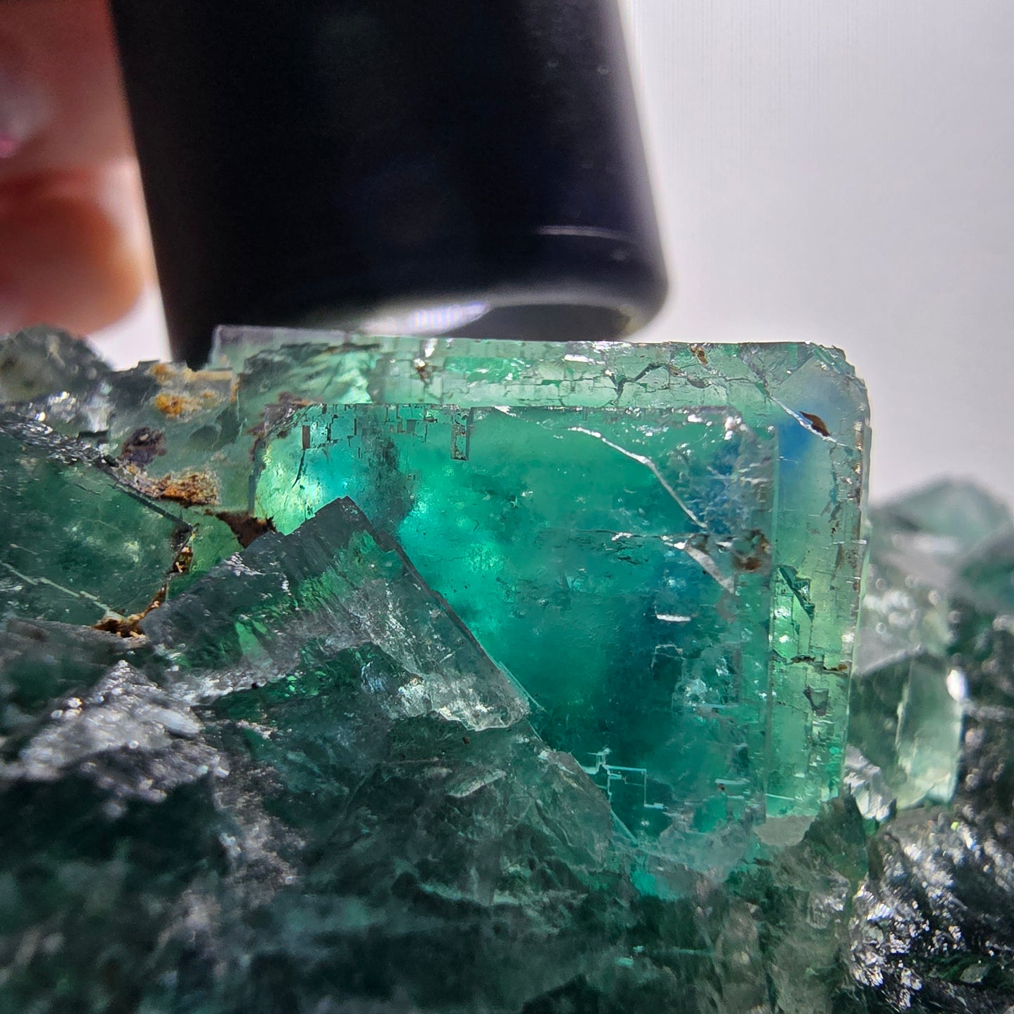 Phantom Fluorit Würfel Stufe, parkettiert grün Okorusu, Namibia 107*68*38mm #13060
