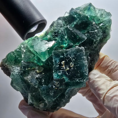 Phantom Fluorit Würfel Stufe, parkettiert grün Okorusu, Namibia 107*68*38mm #13060