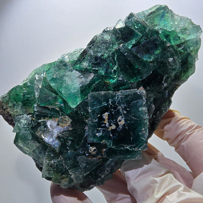 Phantom Fluorit Würfel Stufe, parkettiert grün Okorusu, Namibia 107*68*38mm #13060
