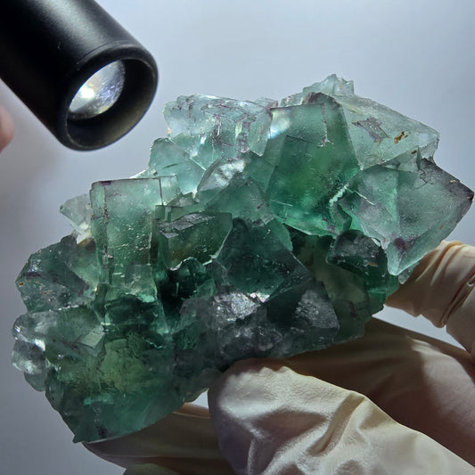 Phantom Fluorit Würfel Stufe, parkettiert grün Okorusu, Namibia 85*54*33mm #13062