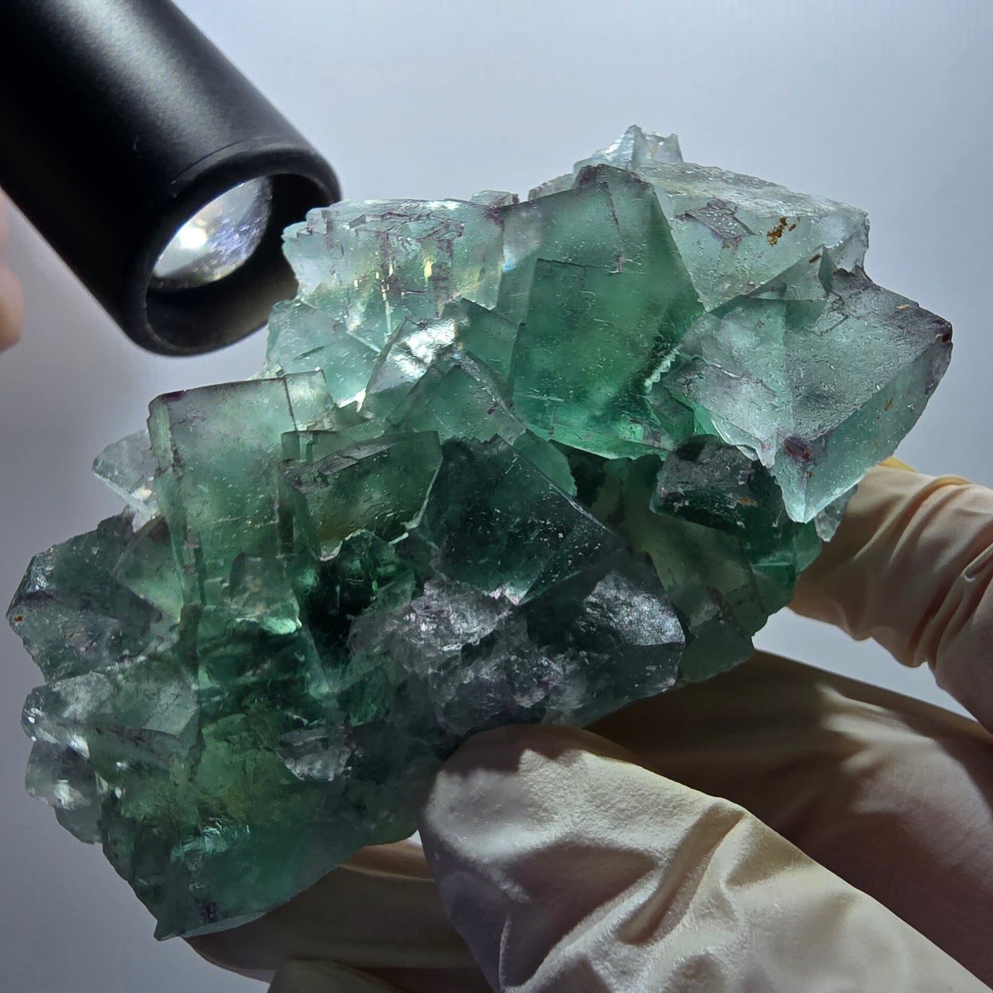 Phantom Fluorit Würfel Stufe, parkettiert grün Okorusu, Namibia 85*54*33mm #13062