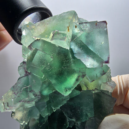 Phantom Fluorit Würfel Stufe, parkettiert grün Okorusu, Namibia 85*54*33mm #13062