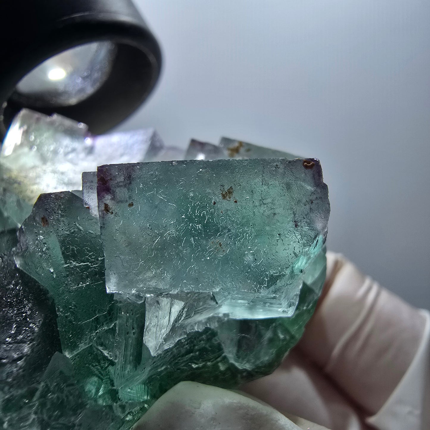 Phantom Fluorit Würfel Stufe, parkettiert grün Okorusu, Namibia 85*54*33mm #13062