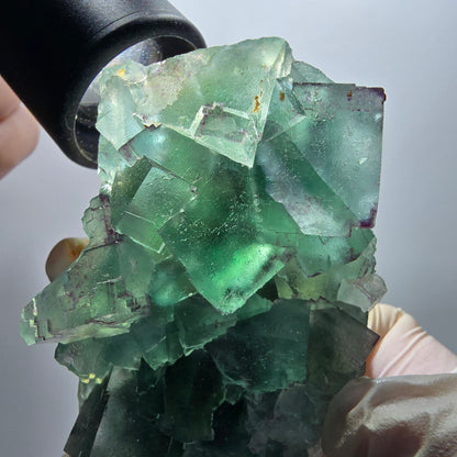 Phantom Fluorit Würfel Stufe, parkettiert grün Okorusu, Namibia 85*54*33mm #13062