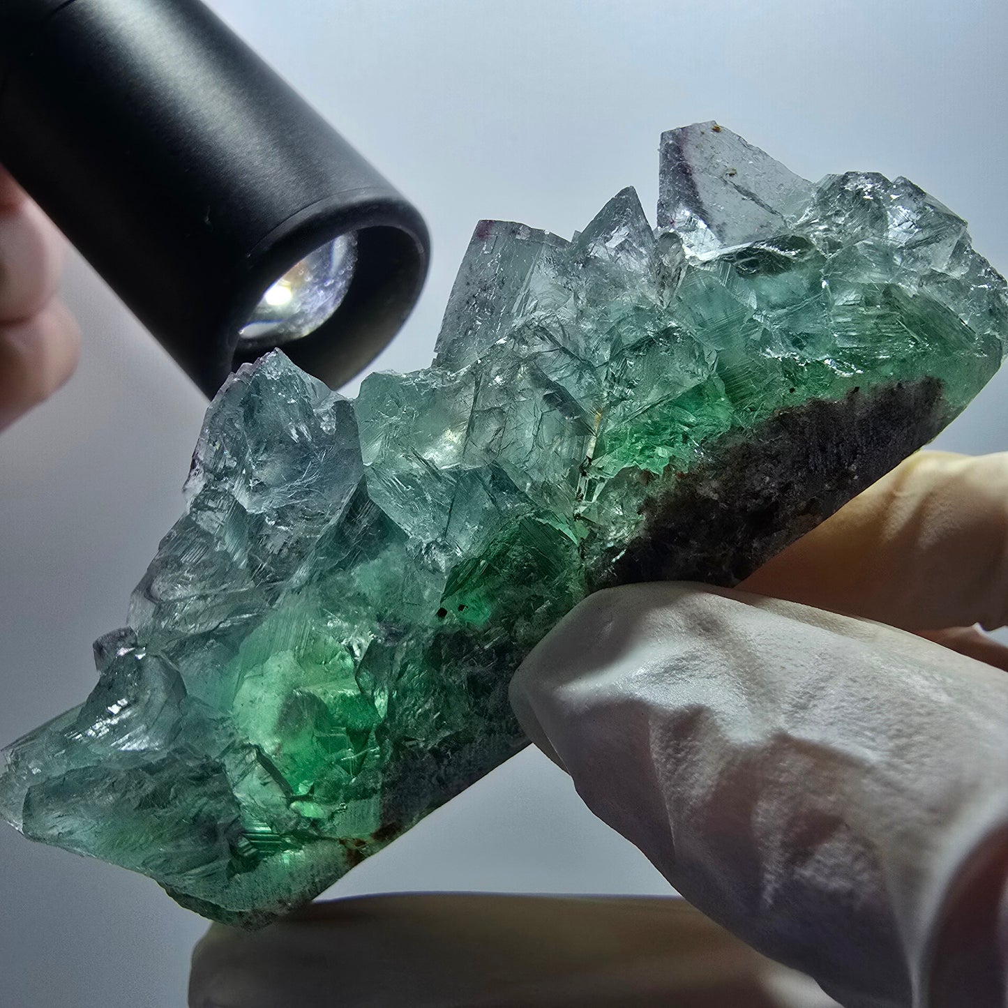 Phantom Fluorit Würfel Stufe, parkettiert grün Okorusu, Namibia 85*54*33mm #13062