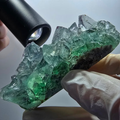 Phantom Fluorit Würfel Stufe, parkettiert grün Okorusu, Namibia 85*54*33mm #13062