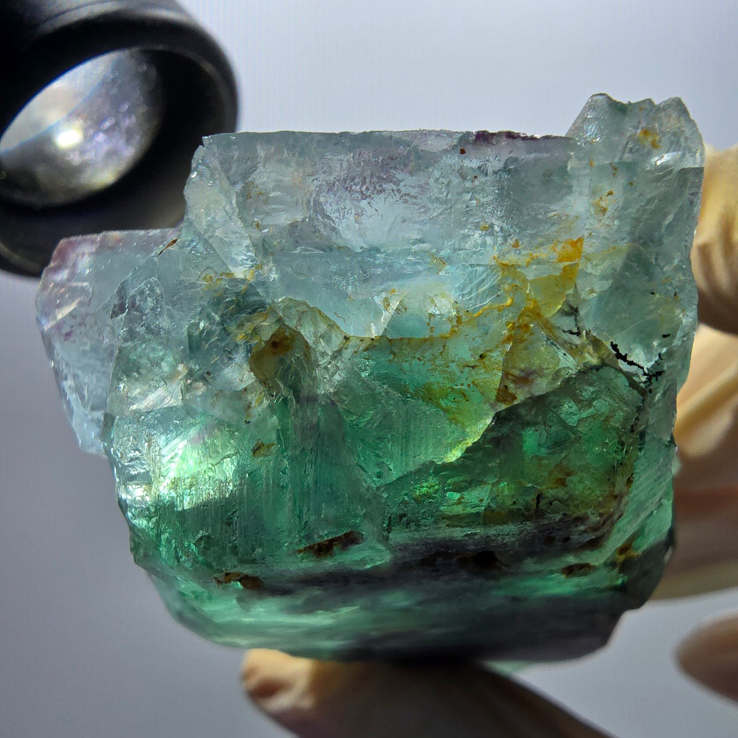 Phantom Fluorit Würfel Stufe, parkettiert grün Okorusu, Namibia 85*54*33mm #13062