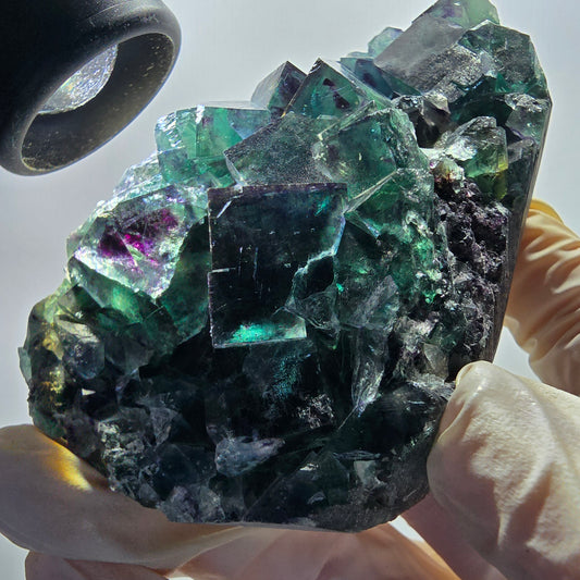 Phantom Fluorit Würfel Stufe, grün lila Okorusu, Namibia 91*58*31mm #13064