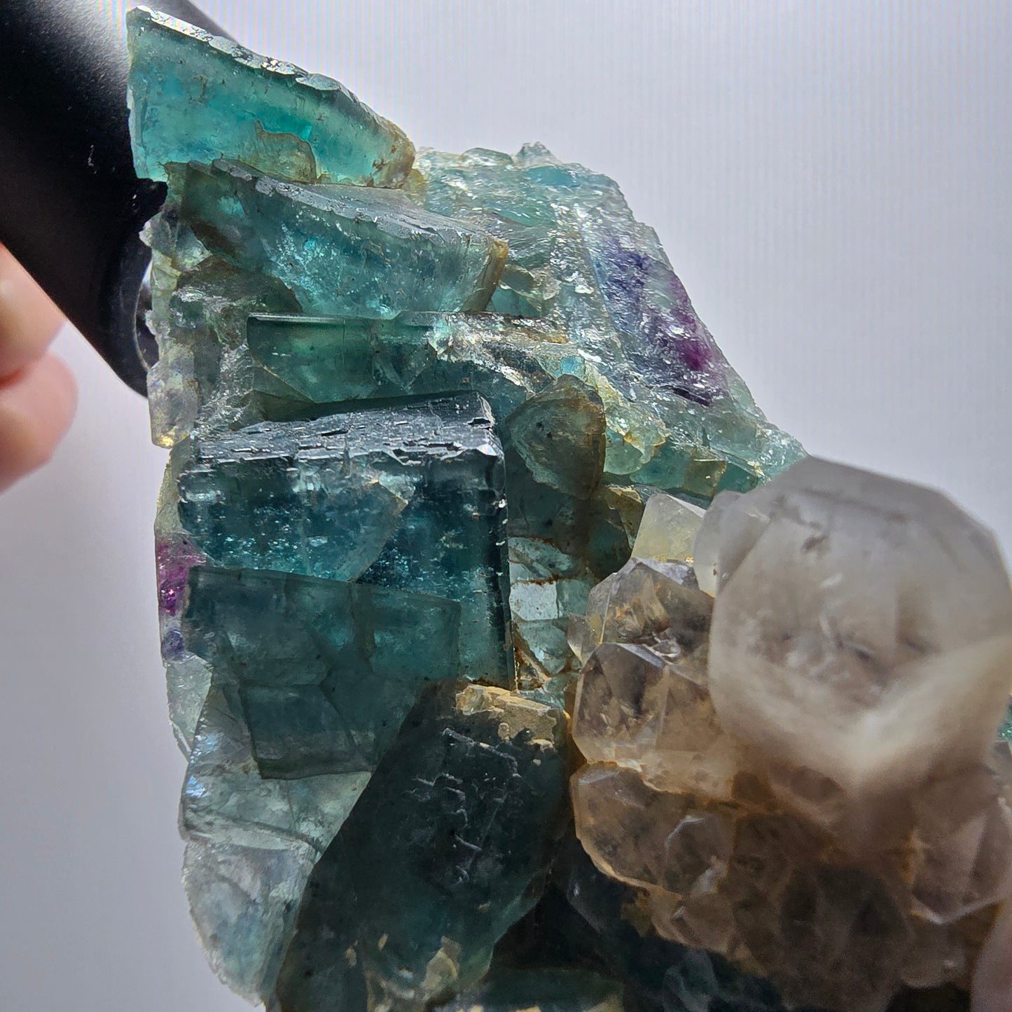 Phantom Fluorit Würfel, Quarz Stufe, grün lila Okorusu, Namibia 106*58*36mm #13065