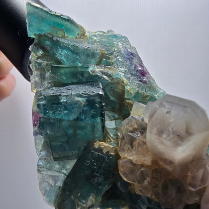 Phantom Fluorit Würfel, Quarz Stufe, grün lila Okorusu, Namibia 106*58*36mm #13065
