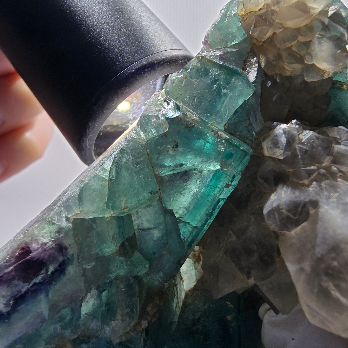 Phantom Fluorit Würfel, Quarz Stufe, grün lila Okorusu, Namibia 106*58*36mm #13065