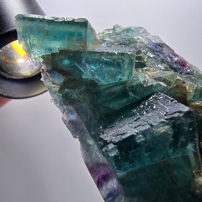 Phantom Fluorit Würfel, Quarz Stufe, grün lila Okorusu, Namibia 106*58*36mm #13065