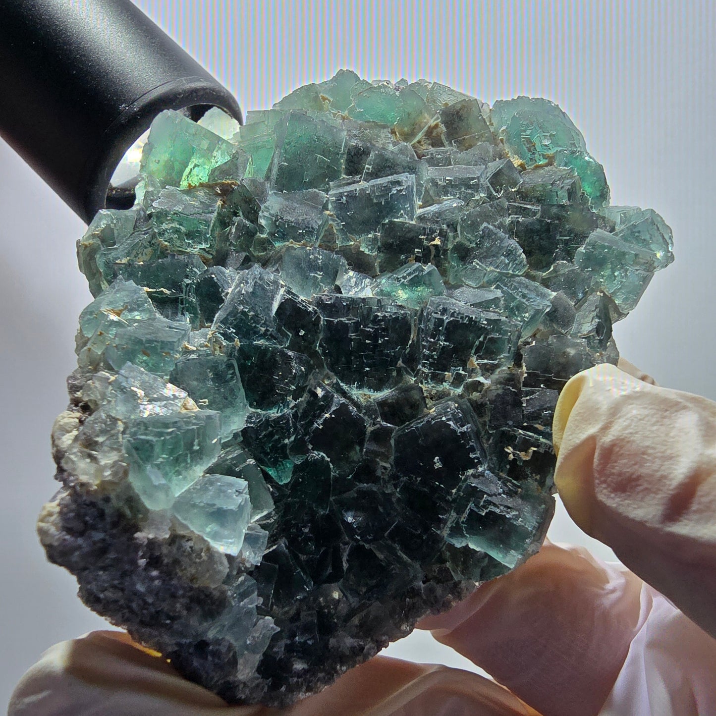 Phantom Fluorit Würfel Stufe, parkettiert grün Okorusu, Namibia 90*72*24mm #13067