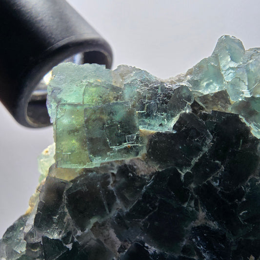 Phantom Fluorit Würfel Stufe, parkettiert grün Okorusu, Namibia 90*72*24mm #13067