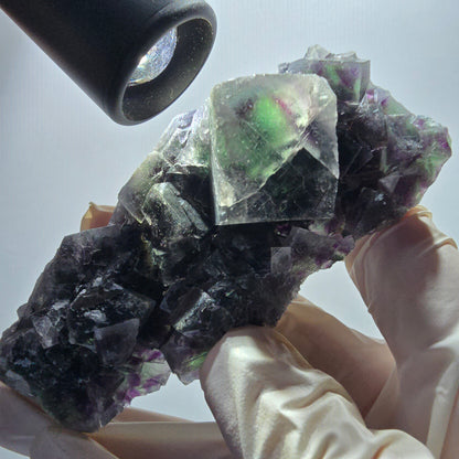 Phantom Fluorit Würfel Stufe, grün lila Okorusu, Namibia 95*53*32mm #13069