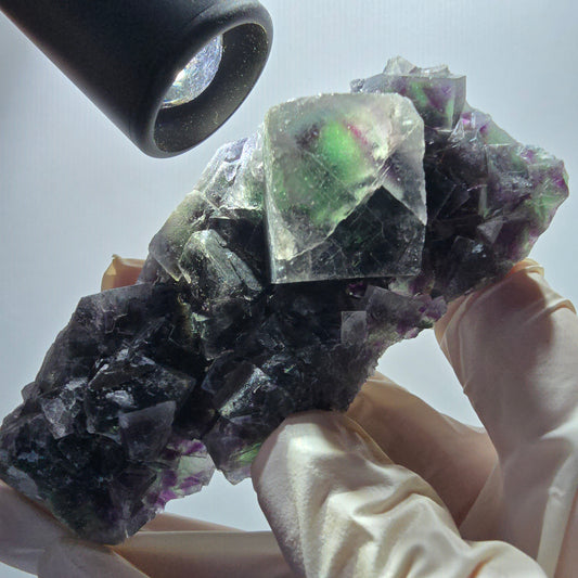 Phantom Fluorit Würfel Stufe, grün lila Okorusu, Namibia 95*53*32mm #13069