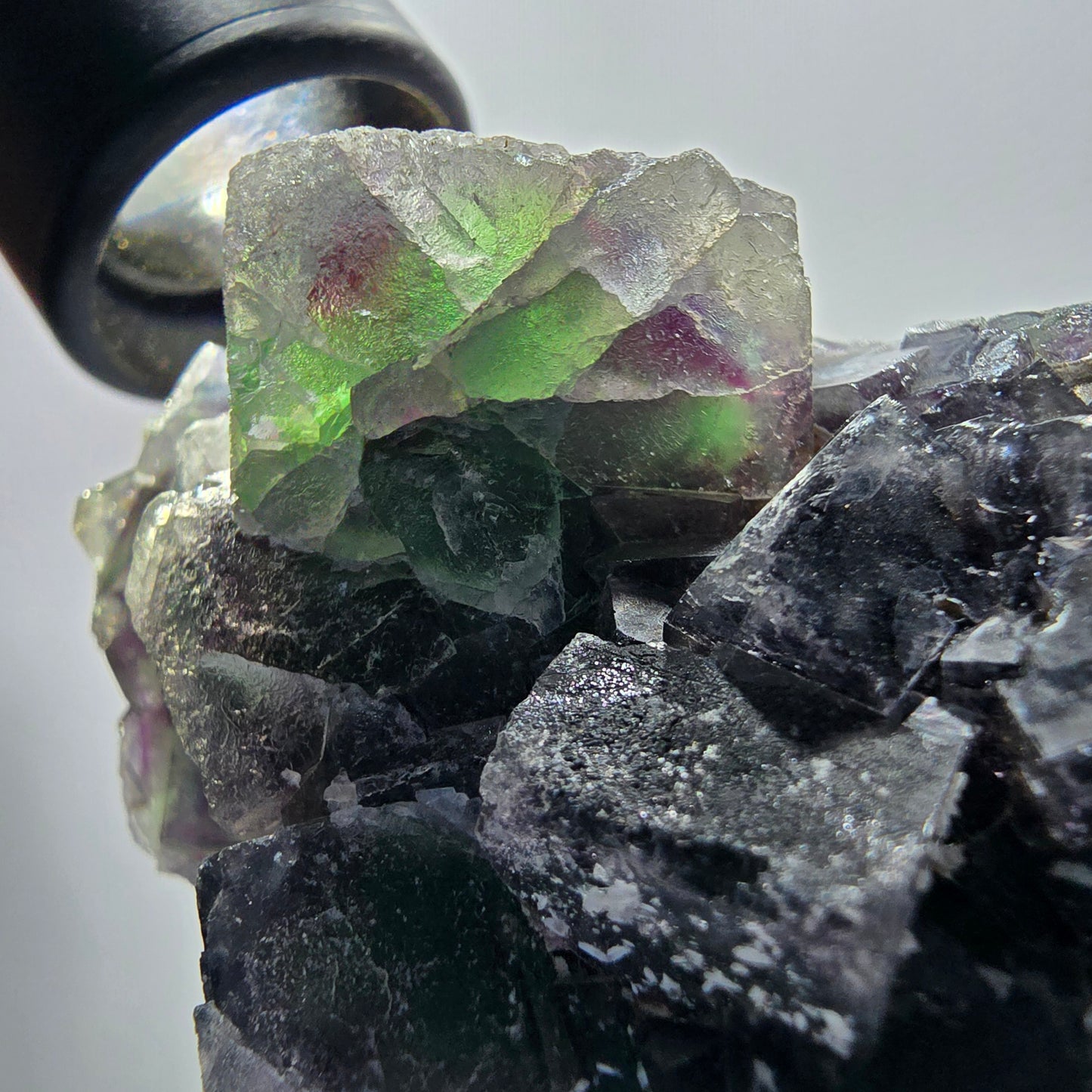 Phantom Fluorit Würfel Stufe, grün lila Okorusu, Namibia 95*53*32mm #13069