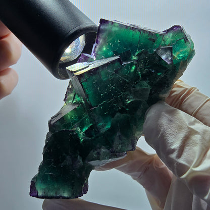 Phantom Fluorit Würfel Stufe, zonal, parkettiert Okorusu, Namibia 100*40*36mm #13070