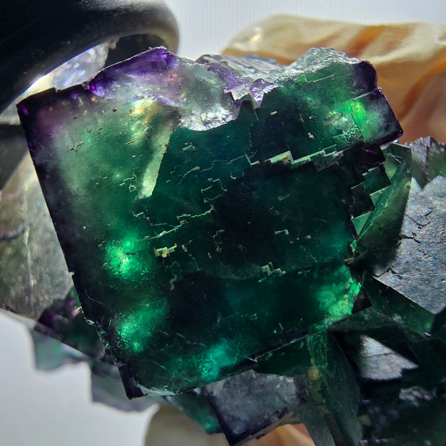Phantom Fluorit Würfel Stufe, zonal, parkettiert Okorusu, Namibia 100*40*36mm #13070