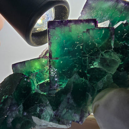 Phantom Fluorit Würfel Stufe, zonal, parkettiert Okorusu, Namibia 100*40*36mm #13070