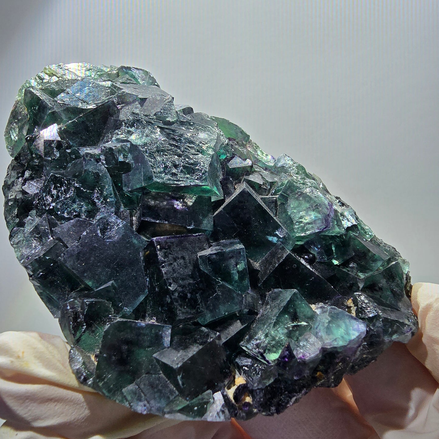 Phantom Fluorit Würfel Stufe, grün lila Okorusu, Namibia 93*64*27mm #13071