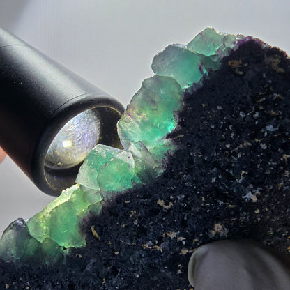 Phantom Fluorit Würfel Stufe, grün lila Okorusu, Namibia 93*64*27mm #13071