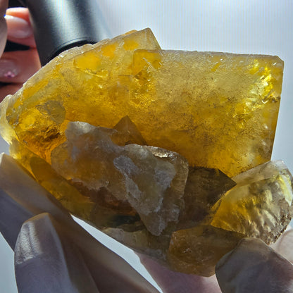 Große Phantom Fluorit Würfel Stufe, gelb grün Okorusu, Namibia 79*47*47mm #13072