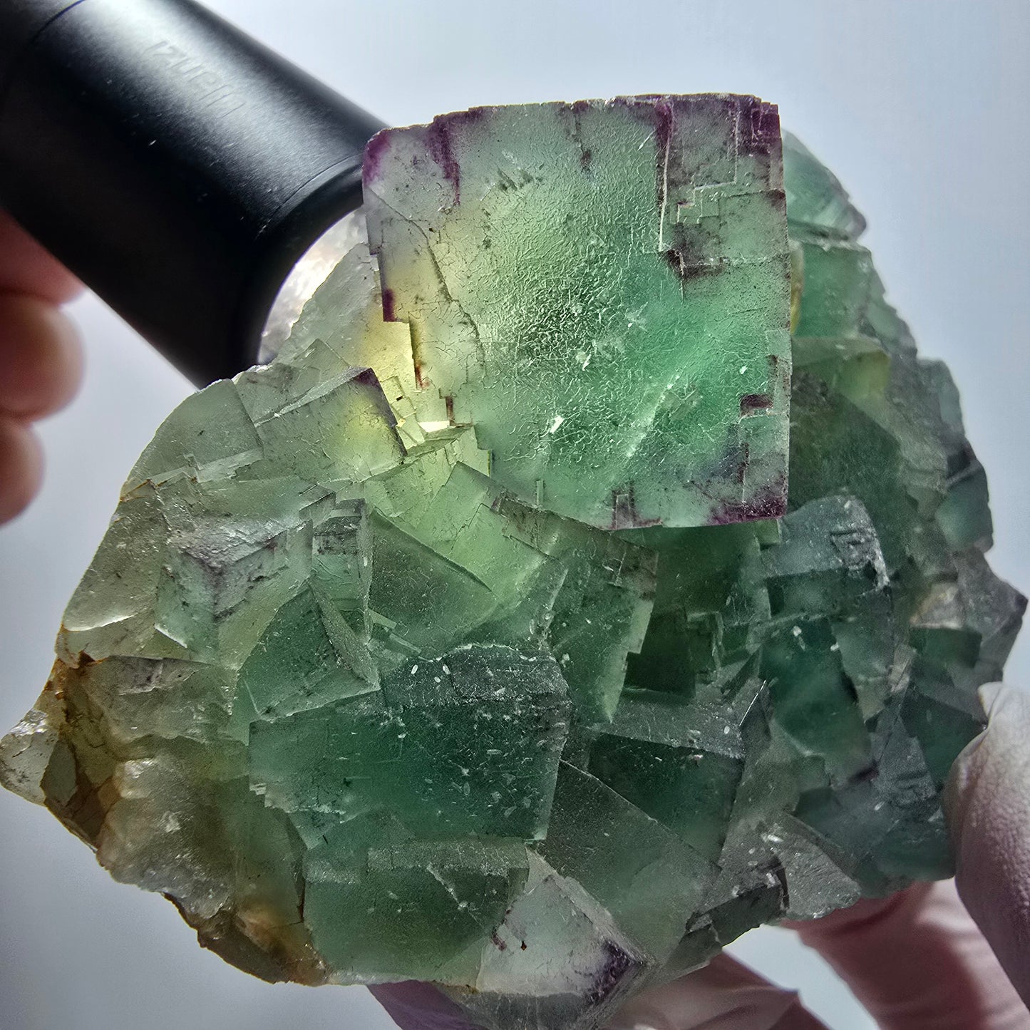 Phantom Fluorit Würfel Stufe, zonal, parkettiert Okorusu, Namibia 122*77*32mm #13074