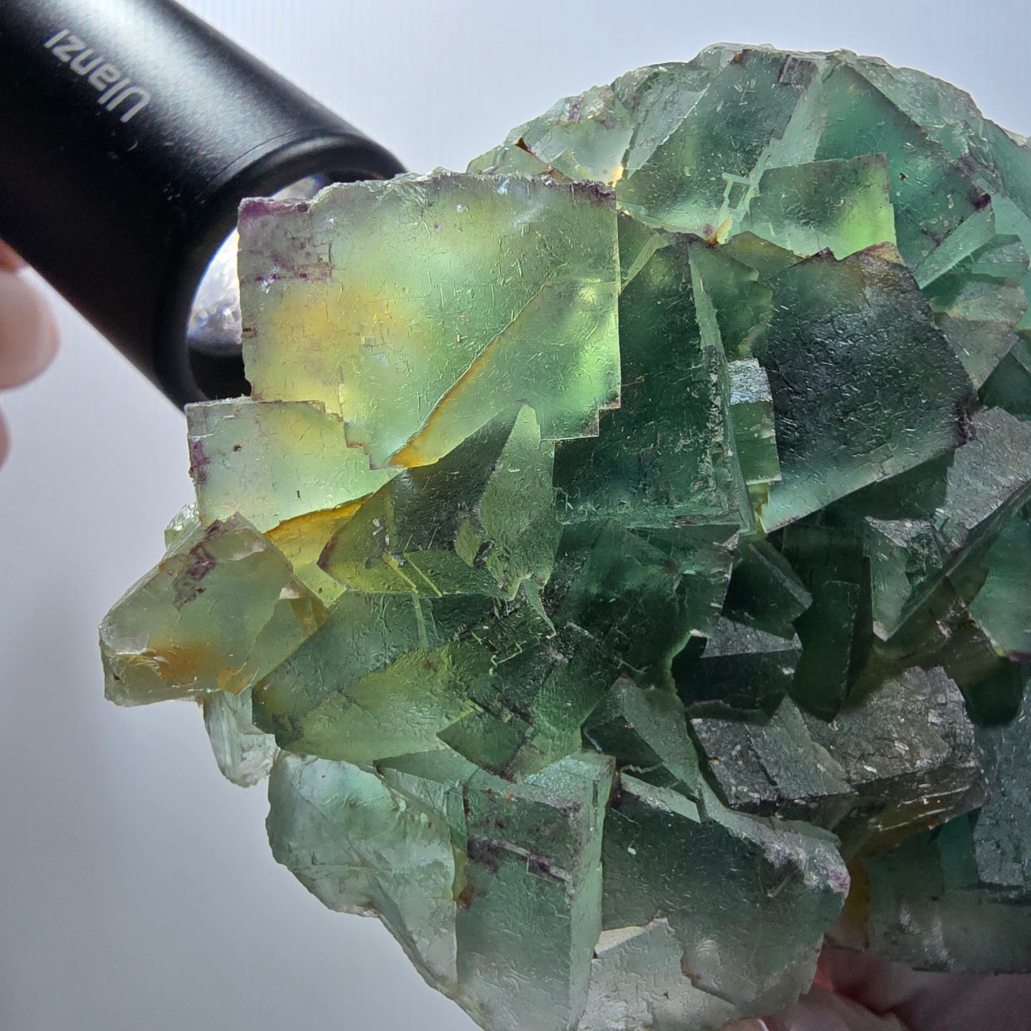 Phantom Fluorit Würfel Stufe, zonal, parkettiert Okorusu, Namibia 122*77*32mm #13074