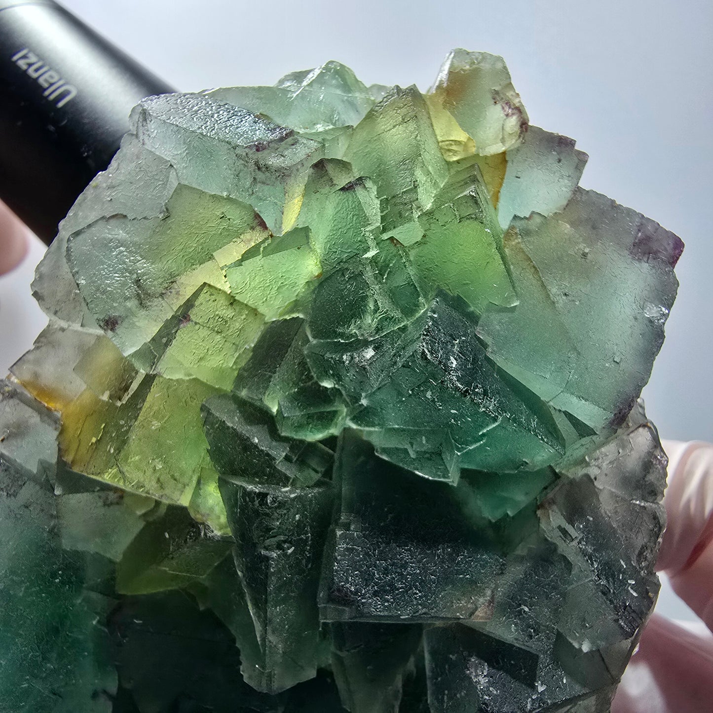 Phantom Fluorit Würfel Stufe, zonal, parkettiert Okorusu, Namibia 122*77*32mm #13074
