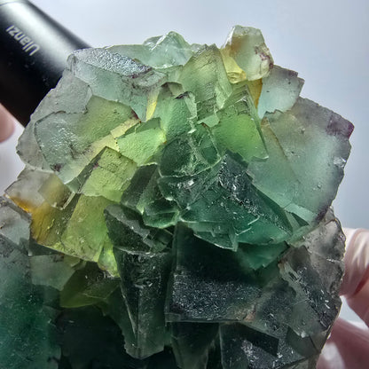 Phantom Fluorit Würfel Stufe, zonal, parkettiert Okorusu, Namibia 122*77*32mm #13074