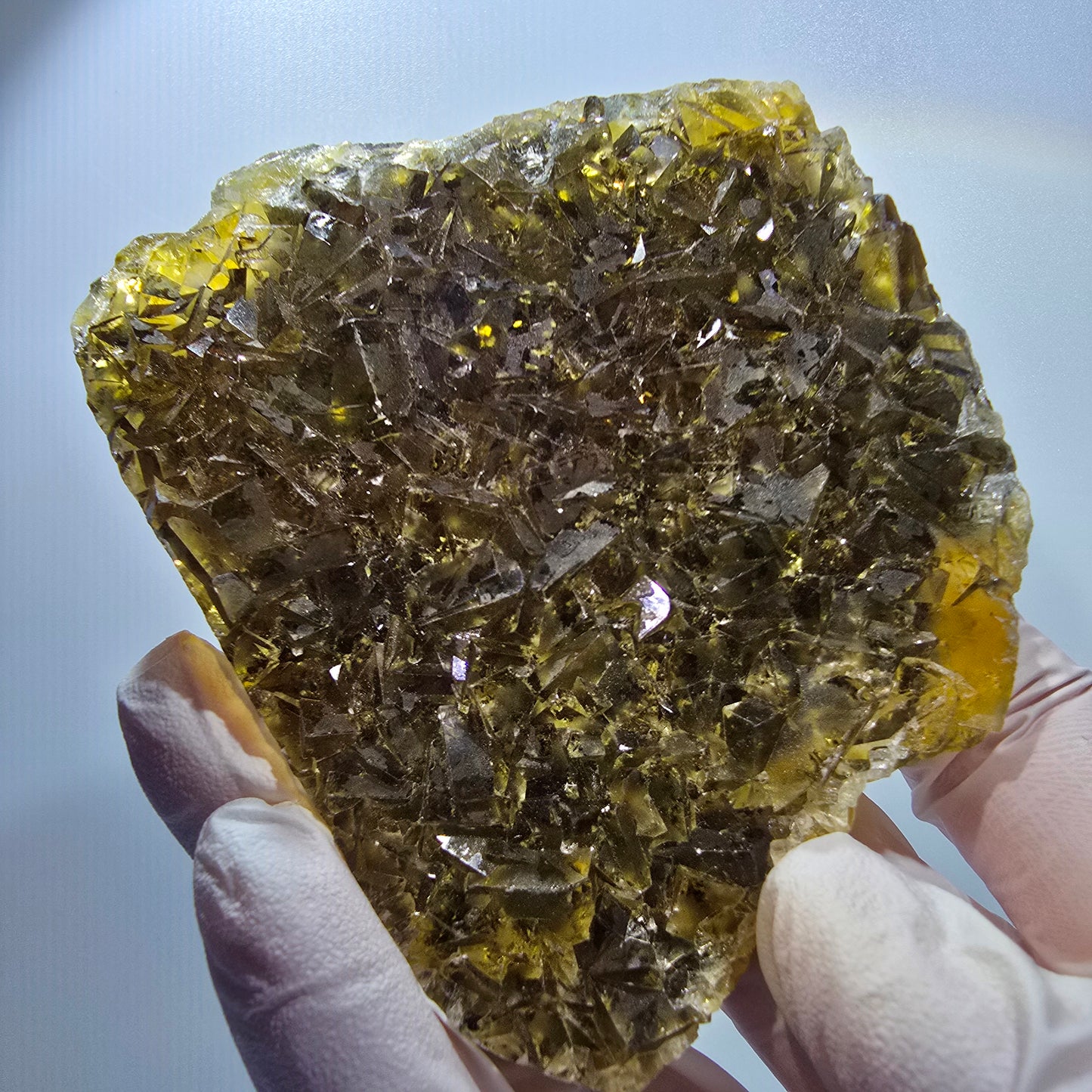 Phantom Fluorit Würfel Stufe, gelb Honey Pocket Mine, Okorusu Namibia 89*77*12mm #13075