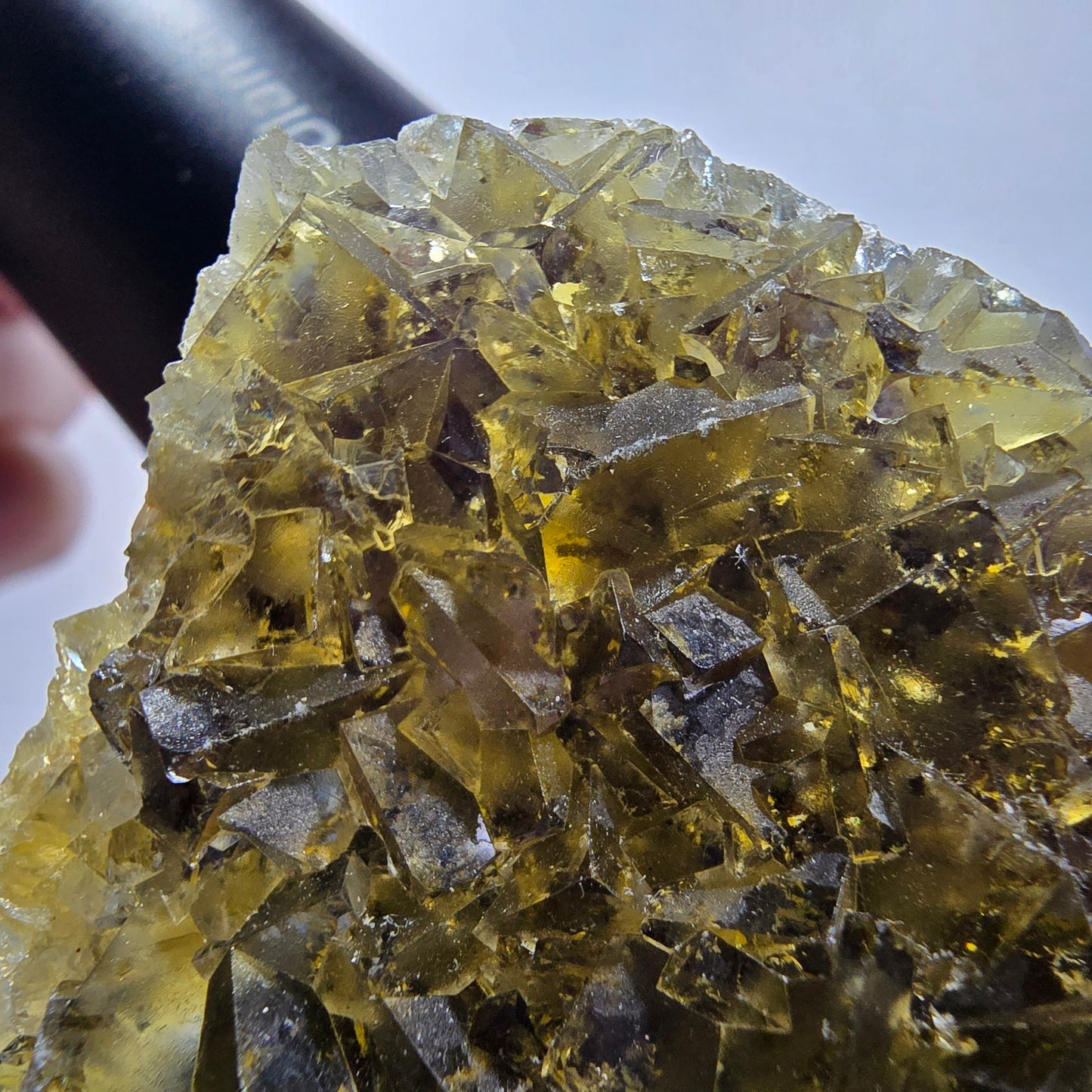 Phantom Fluorit Würfel Stufe, gelb Honey Pocket Mine, Okorusu Namibia 89*77*12mm #13075