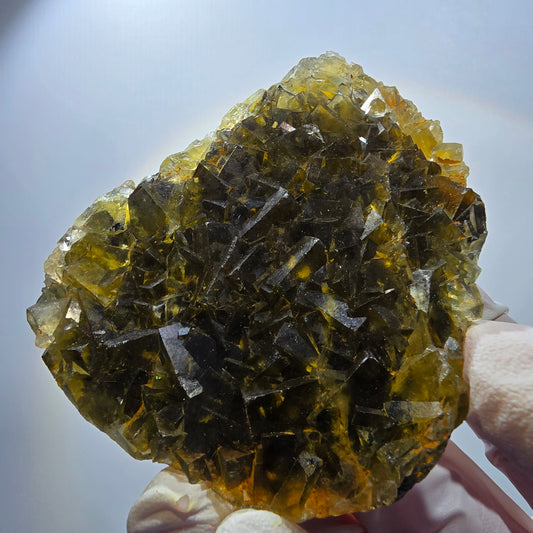 Phantom Fluorit Würfel Stufe, gelb Honey Pocket Mine, Okorusu Namibia 68*58*14mm #13076