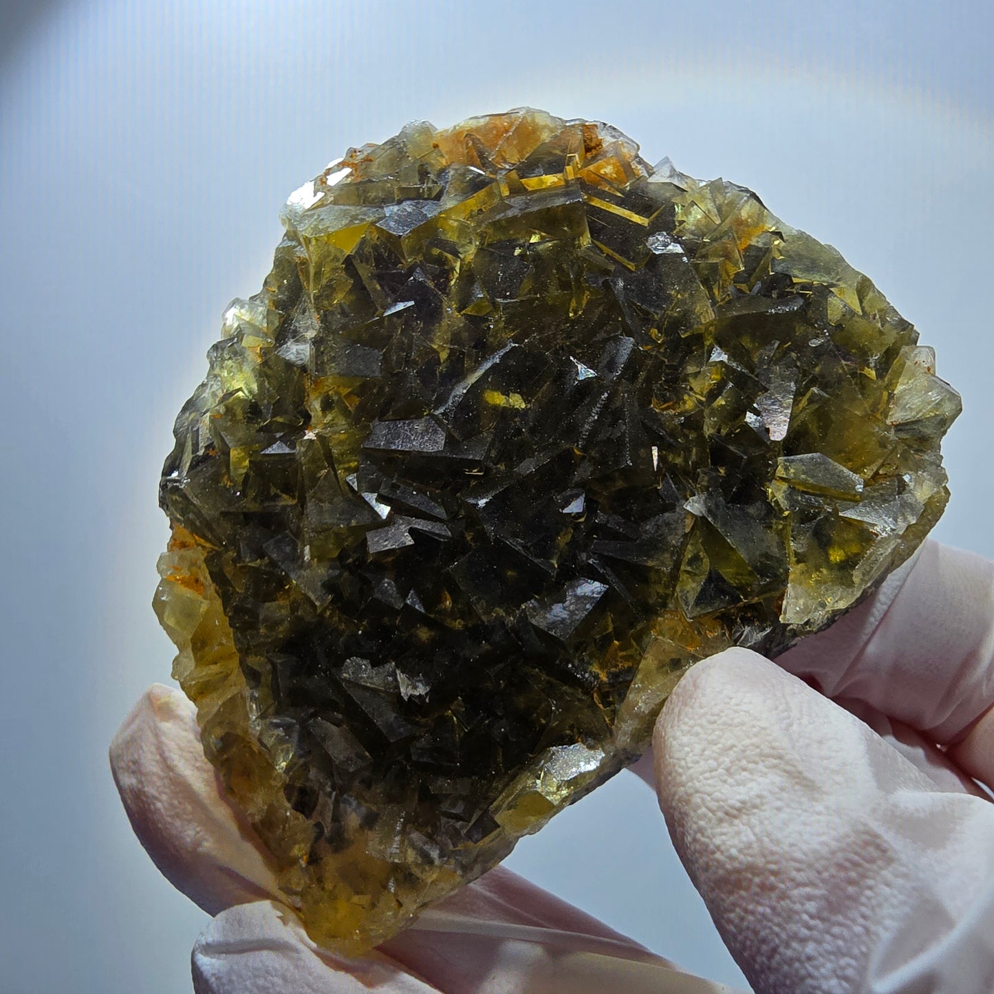 Phantom Fluorit Würfel Stufe, gelb Honey Pocket Mine, Okorusu Namibia 68*58*14mm #13076