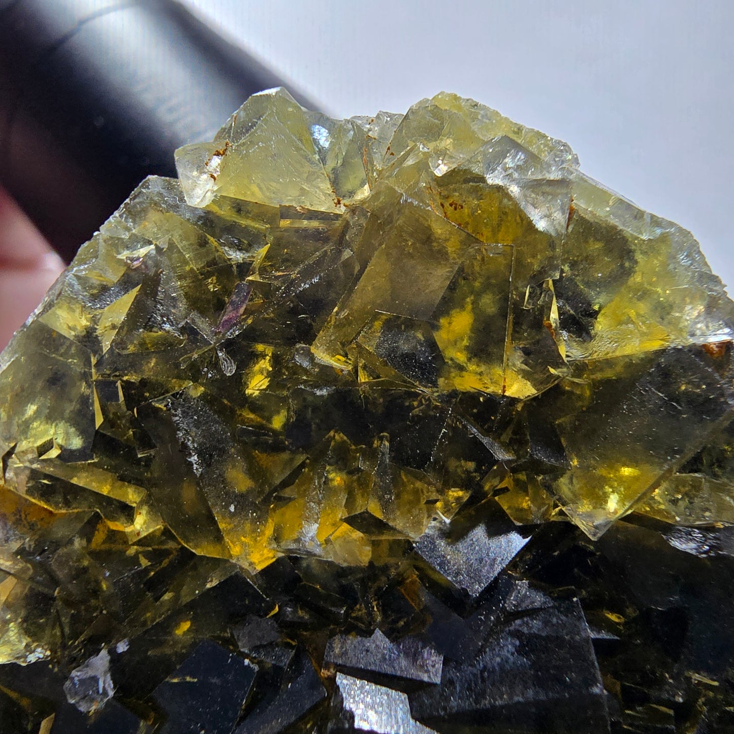 Phantom Fluorit Würfel Stufe, gelb Honey Pocket Mine, Okorusu Namibia 68*58*14mm #13076