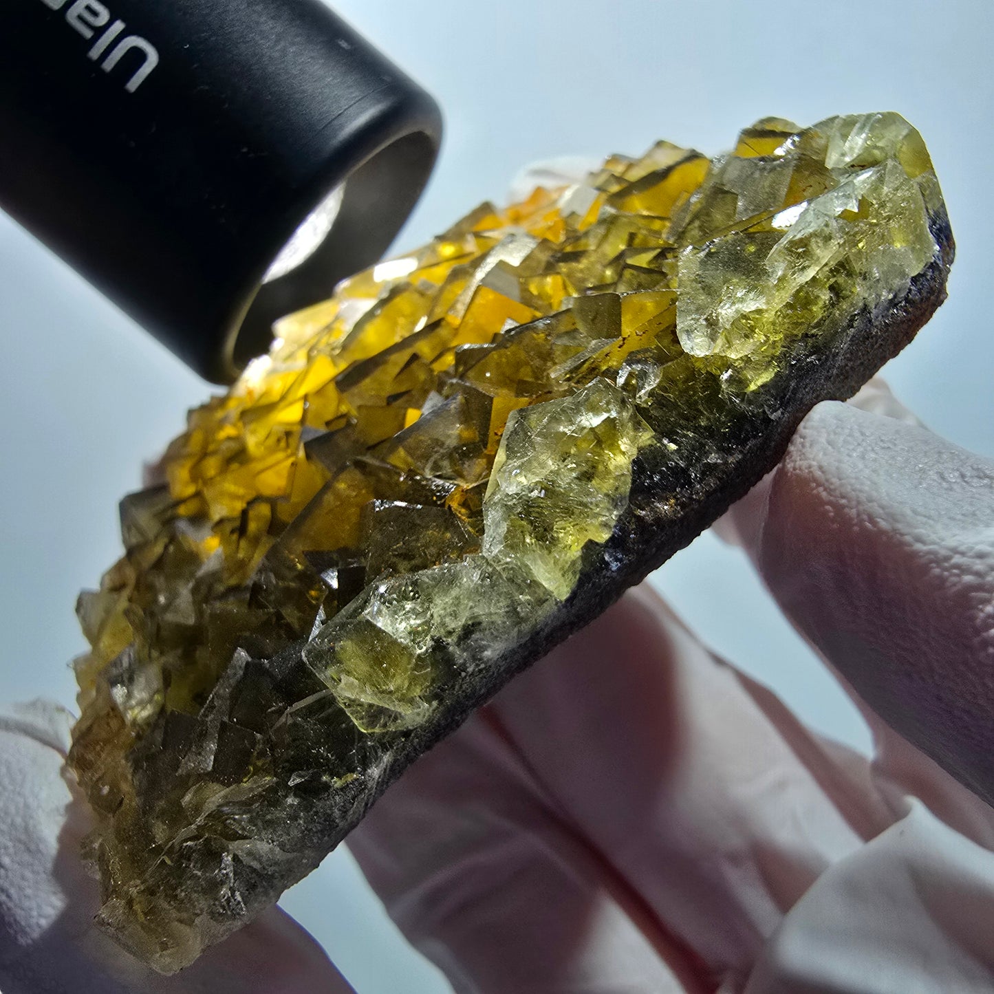 Phantom Fluorit Würfel Stufe, gelb Honey Pocket Mine, Okorusu Namibia 68*58*14mm #13076