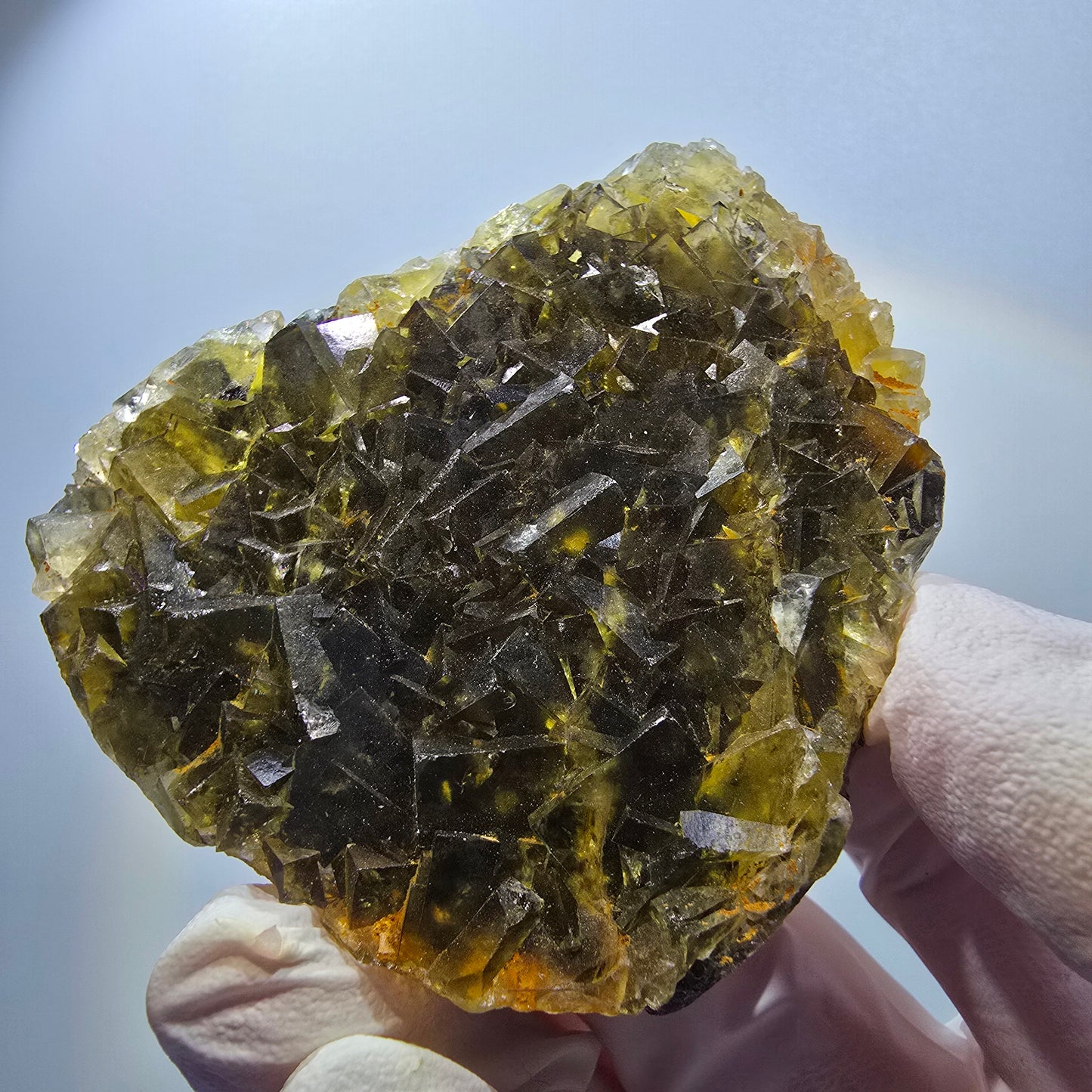 Phantom Fluorit Würfel Stufe, gelb Honey Pocket Mine, Okorusu Namibia 68*58*14mm #13076