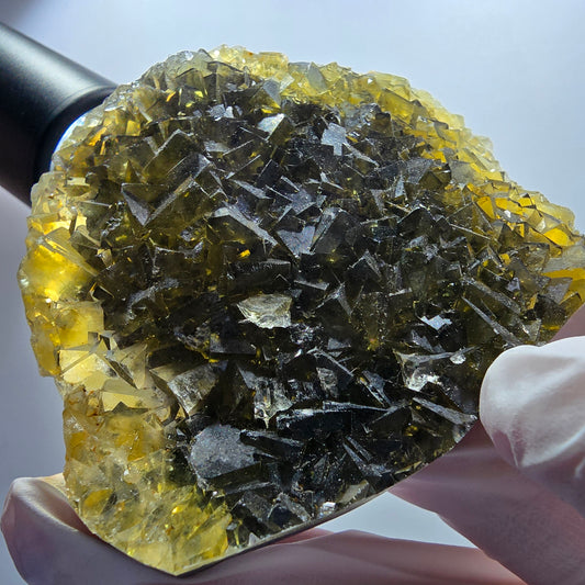Phantom Fluorit Würfel Stufe, gelb Honey Pocket Mine, Okorusu Namibia 85*69*17mm #13077